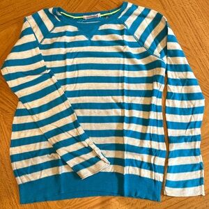 Size medium Rebecca Taylor 100% cotton turquoise & white stripped sweater